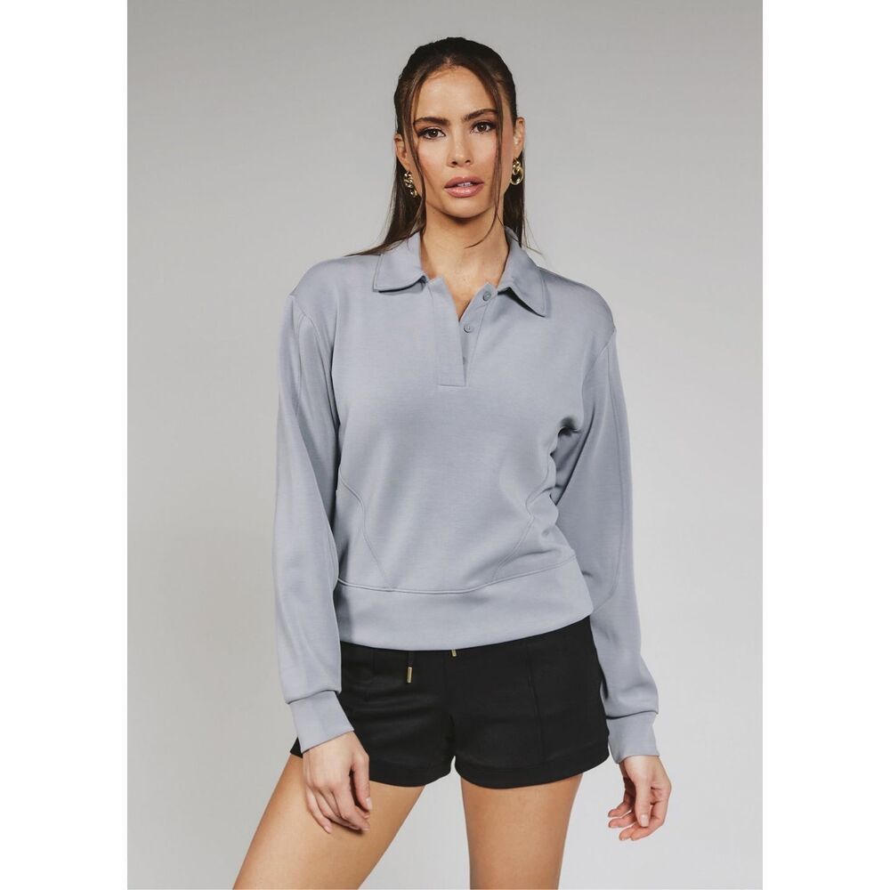 7 Diamonds REV Polo Pullover Golf Athleisure Stone Grey Medium